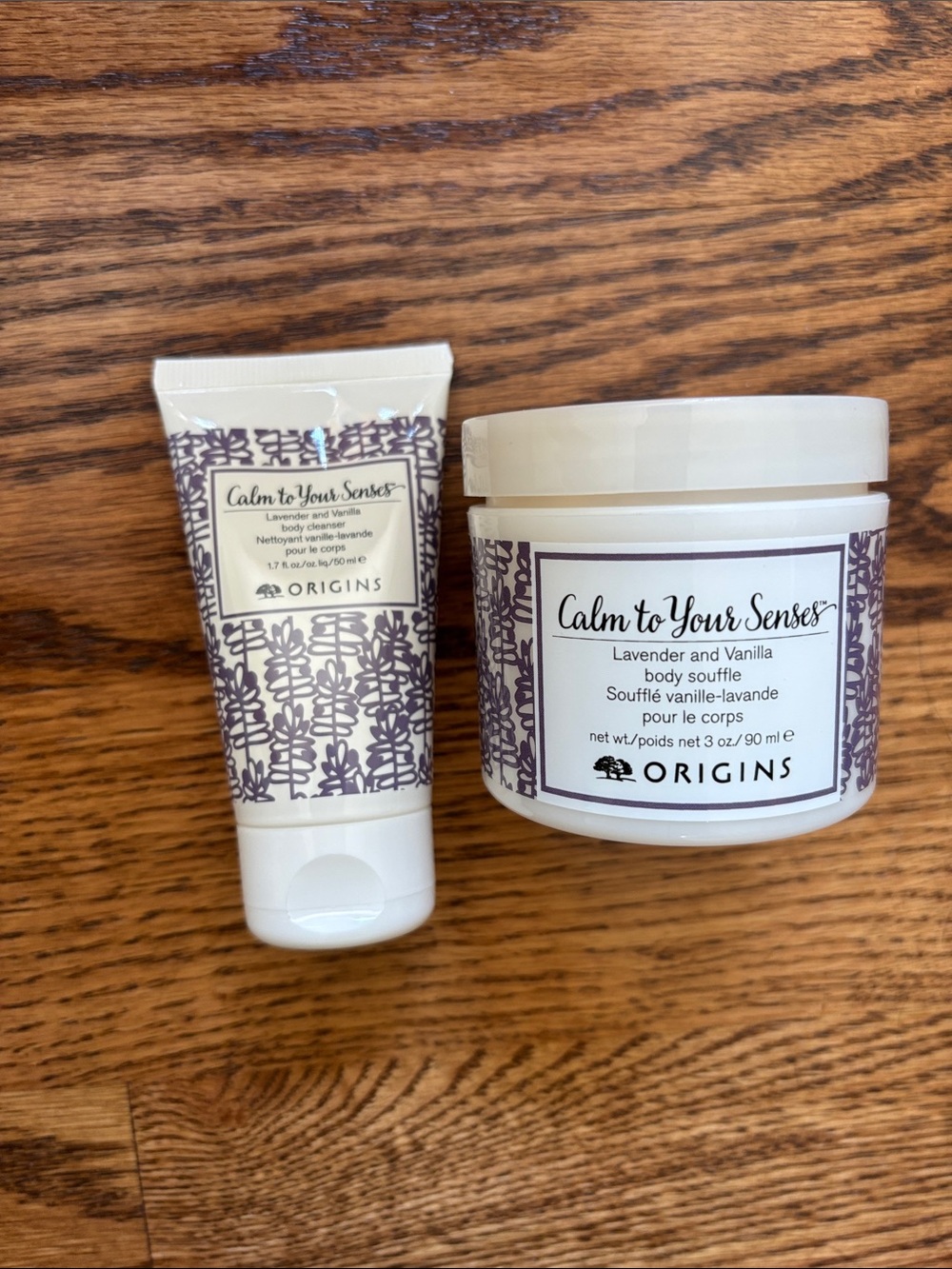 Origins Calm to Your Senses body cleanser and body soufflé
